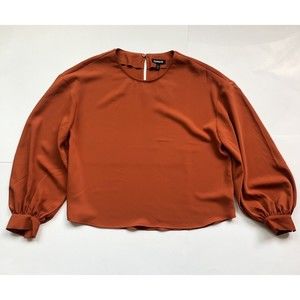 Express Women’s Orange Balloon Sleeve Blouse Size L